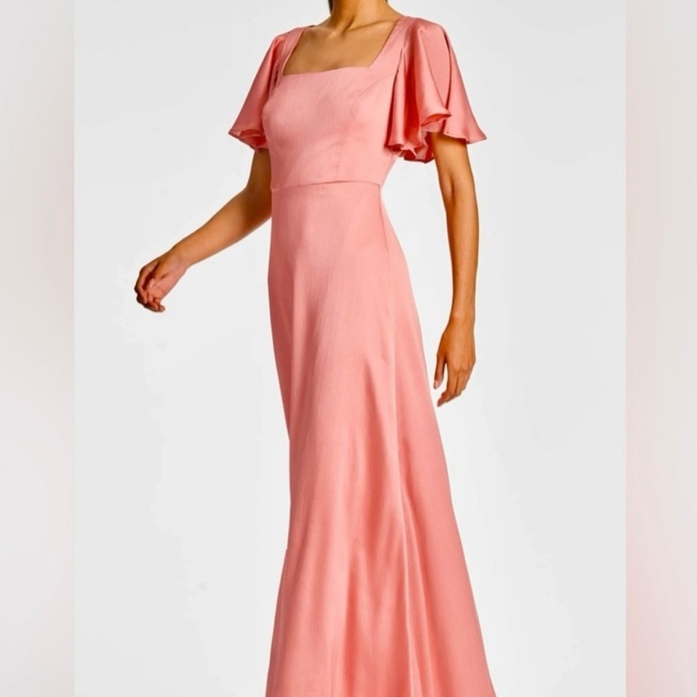 Sachin + Babi Pink/Peach Flutter Sleeve Maxi Gown